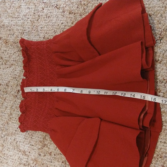 Size X's SNIDEL DOUBLE LAYERED RUFFLE HEM BOHO KAWAII SKIRT RED - Picture 12 of 16